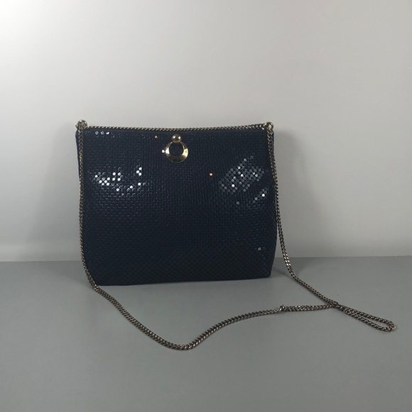 RARE VtG Whiting & Davis Navy Blue Purse Clutch - Picture 2 of 8